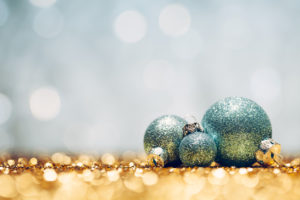 Glittery Christmas - Lights Bokeh Defocused Decoration Gold turquoise