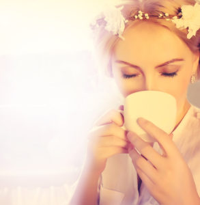 beautiful woman drinking coffee