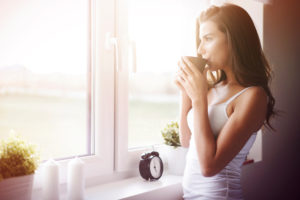 Woman sipping tea